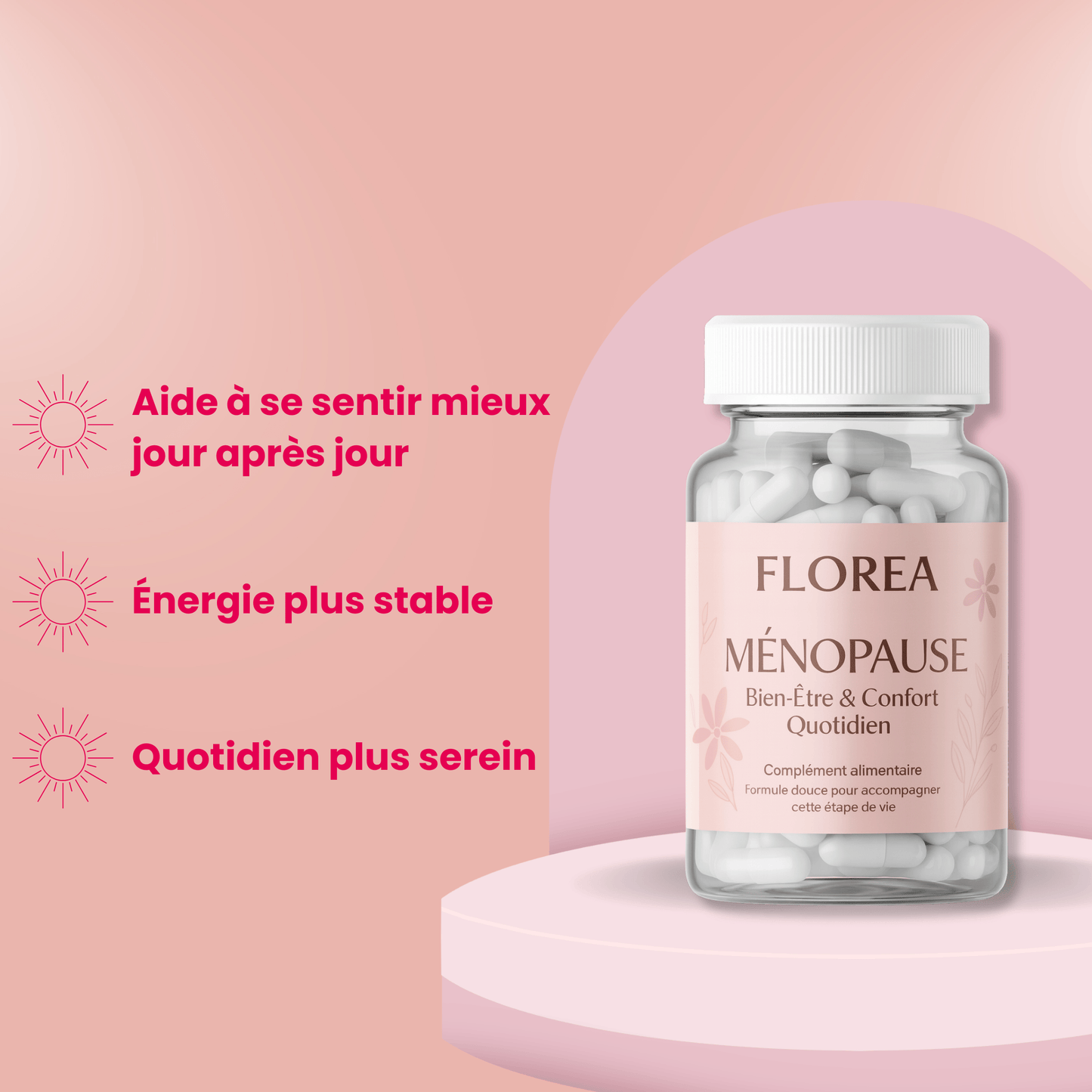 Vitamines Ménopause Florea – Complément ménopause bouffées de chaleur & fatigue